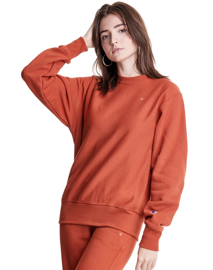 Sudadera Champion Mujer - Reverse Weave Boyfriend Crew ( Coral ) 6502183-ZG